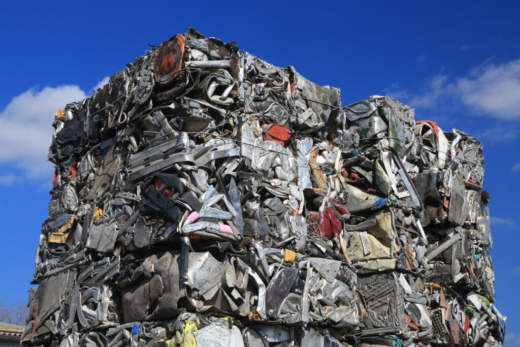 Scrap metal, wrecked and crushed parts